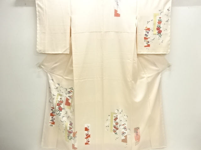 JAPANESE KIMONO / HOMONGI / KINSAI / FLOWER & TANZAKU PATTERN